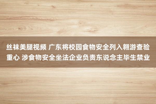 丝袜美腿视频 广东将校园食物安全列入翱游查验重心 涉食物安全坐法企业负责东说念主毕生禁业