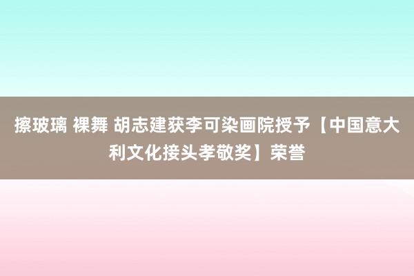 擦玻璃 裸舞 胡志建获李可染画院授予【中国意大利文化接头孝敬奖】荣誉