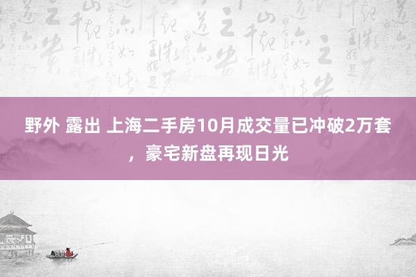 野外 露出 上海二手房10月成交量已冲破2万套，豪宅新盘再现日光