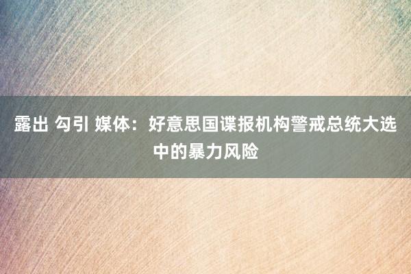 露出 勾引 媒体：好意思国谍报机构警戒总统大选中的暴力风险