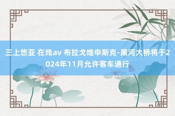 三上悠亚 在线av 布拉戈维申斯克-黑河大桥将于2024年11月允许客车通行