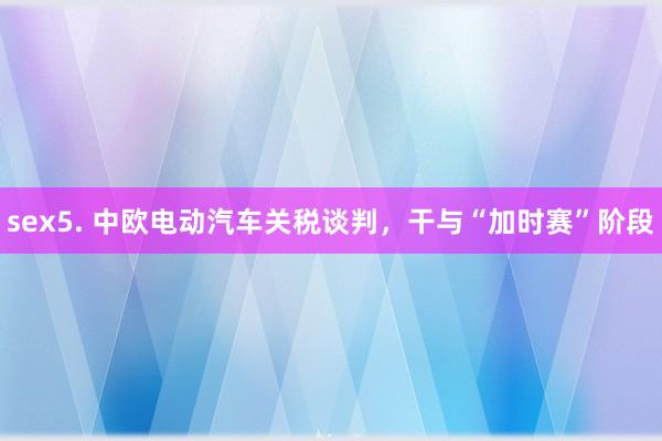 sex5. 中欧电动汽车关税谈判，干与“加时赛”阶段