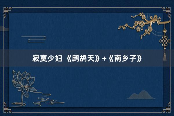 寂寞少妇 《鹧鸪天》+《南乡子》