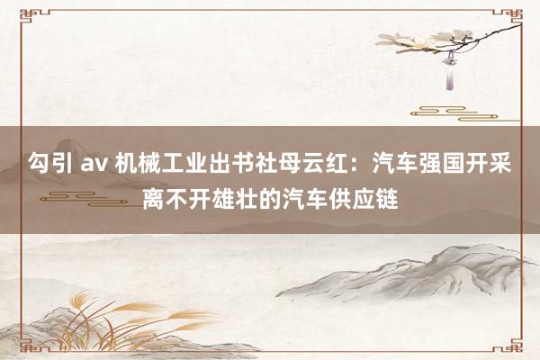 勾引 av 机械工业出书社母云红：汽车强国开采离不开雄壮的汽车供应链