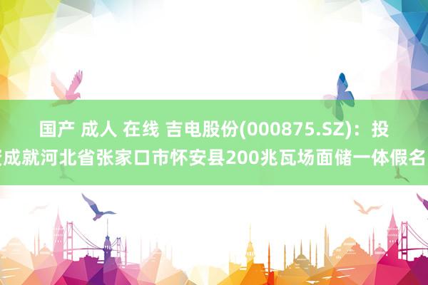 国产 成人 在线 吉电股份(000875.SZ)：投资成就河北省张家口市怀安县200兆瓦场面储一体假名堂