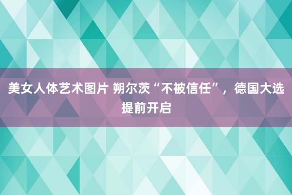 美女人体艺术图片 朔尔茨“不被信任”，德国大选提前开启