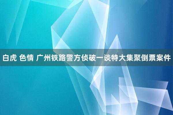 白虎 色情 广州铁路警方侦破一谈特大集聚倒票案件