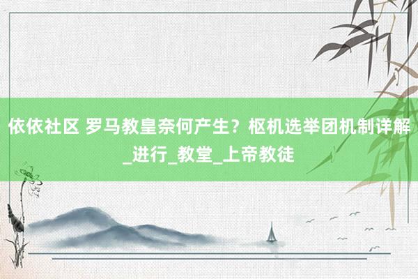 依依社区 罗马教皇奈何产生？枢机选举团机制详解_进行_教堂_上帝教徒