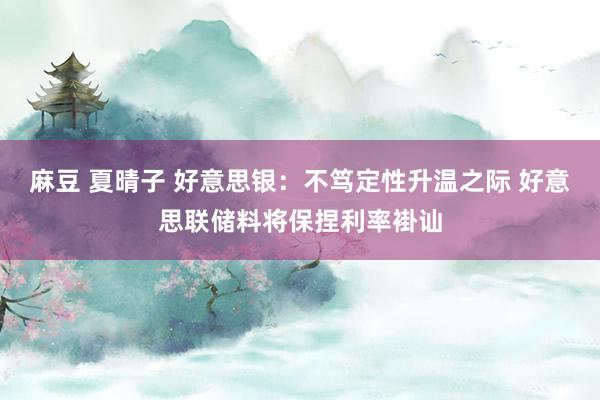 麻豆 夏晴子 好意思银：不笃定性升温之际 好意思联储料将保捏利率褂讪