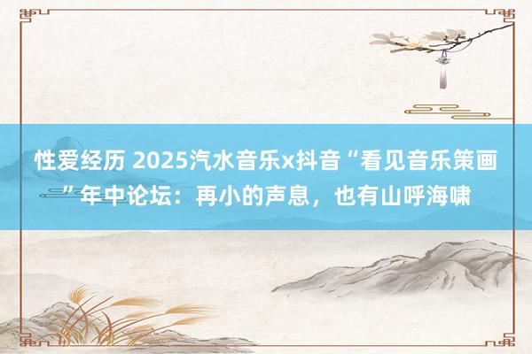 性爱经历 2025汽水音乐x抖音“看见音乐策画”年中论坛：再小的声息，也有山呼海啸
